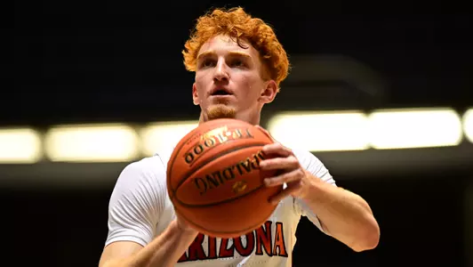 Nico Mannion Anaheim, CA - November 28, 2019 - Anaheim Arena: Nico Mannion (01) of the University of Arizona Wildcats during the 2019 Paycom Wooden Legacy.(Photo by Kohjiro Kinno / ESPN Images)