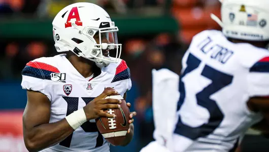 Arizona Wildcats quarterback Khalil Tate (14) during the second half Arizona Wildcats vs. Hawaii Rainbow Warriors college football game 8/24/19 at Aloha Stadium in Honolulu, HI.Photo by Mike Christy / Arizona Athletics