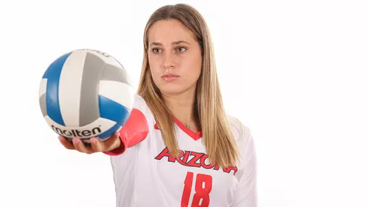 TUCSON, ARIZ. -- Indoor volleyball full-body marketing. Sept. 23, 2020. Photo by Mike Christy / Arizona Athletics