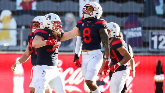 Anthony Pandy, Aaron Blackwell — TUCSON, ARIZ. -- Arizona Football vs. USC Trojans at Arizona Stadium.Nov. 14, 2020. Photo by Mike Christy / Arizona Athletics