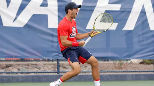 Alejandro Reguant, Arizona Wildcats Men's Tennis vs. UC Santa Barbara 2/8/20 in Tucson, Ariz. Photo by Simon Asher / Arizona Athletics