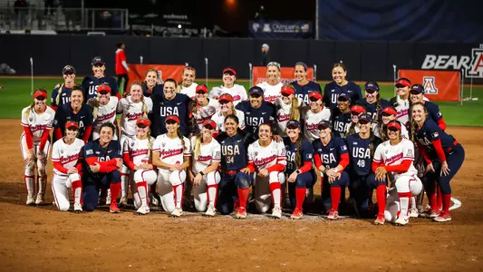 Arizona Wildcats softball vs. Team USA team picture