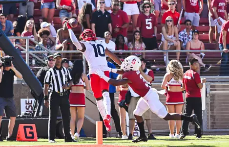 jamarye joiner makes a one-handed catch against the stanford cardinal