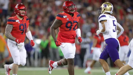 Arizona Wildcats defensive tackle Kyon Barrs (92), Arizona Wildcats football vs. Washington 10/12/19 in Tucson, Ariz.Photo by Chris Hook / Arizona Athletics