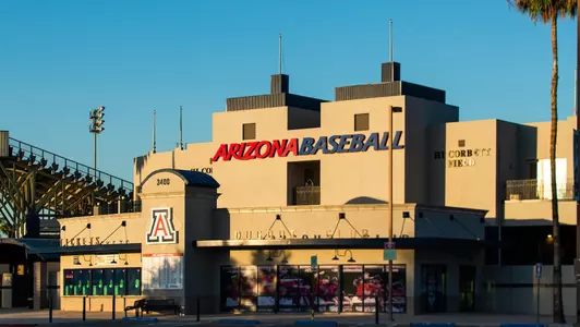 TUCSON, ARIZ. -- Morning light at Hi Corbett Field July 8, 2020. Photo by Mike Christy / Arizona Athletics