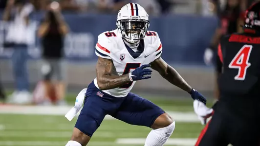 defensive back Christian Young (5) — TUCSON, ARIZ. -- Football vs. San Diego State at Arizona Stadium.Sept. 11, 2021. Photo by Mike Christy / Arizona Athletics
