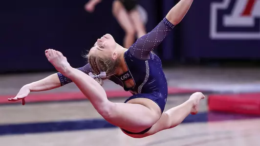 Jessica Castles — TUCSON, ARIZ. -- Arizona Gymnastics vs. Washington at McKale Center. Feb. 20, 2021. Photo by Simon Asher / Arizona Athletics