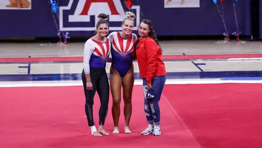 TUCSON, ARIZ. -- Arizona Gymnastics vs. Southern Utah & Air Force at McKale Center. March 13, 2021. Photo by Simon Asher / Arizona Athletics