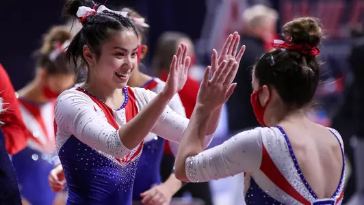 Malia Hargrove — TUCSON, ARIZ. -- Arizona Gymnastics vs. Southern Utah & Air Force at McKale Center. March 13, 2021. Photo by Simon Asher / Arizona Athletics