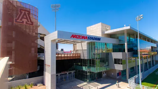 Arizona Stadium from the northwest via the Cherry Avenue Garage.