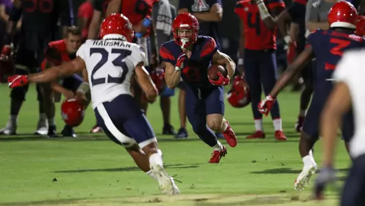 running back Drake Anderson (8) --- TUCSON, ARIZ. -- Football training camp August 8, 2021. Photo by Mike Mattina / Arizona Athletics