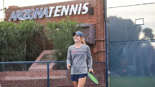 Kayla Wilkins — TUCSON, ARIZ. -- Women’s tennis practice at Robson.Dec. 8, 2021. Photo by Mike Christy / Arizona Athletics