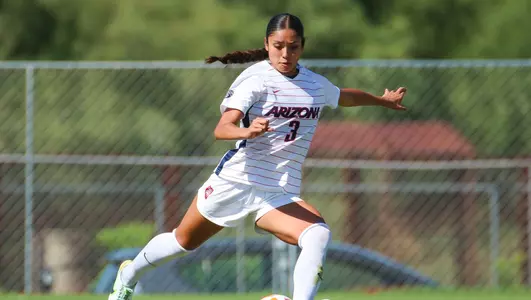 Angela Baron (3) - TUCSON, ARIZ. -- Soccer vs. UC Davis at Mulcahy Stadium Sept. 18, 2022. Photo by Madison Farwell / Arizona Athletics