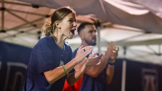 Becca Moros, head coach - TUCSON, ARIZ. â??Soccer vs. Colorado at Mulcahy Stadium Oct. 14, 2022. Photo by Madison Farwell / Arizona Athletics