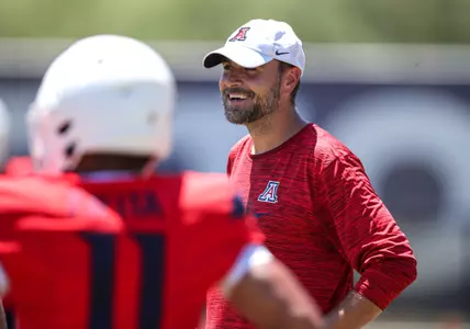 Jimmie Dougherty, passing game and quarterbacks coach â?? TUCSON, ARIZ. -- Football Fall Camp, Day 3.Aug. 5, 2022. Photo by Mike Christy / Arizona Athletics