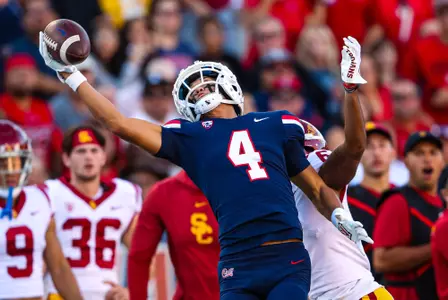 wide receiver Tetairoa McMillan (4) - TUCSON, ARIZ. -- Football vs. USC at Arizona Stadium.Oct. 29, 2022. Photo by Mike Christy / Arizona Athletics