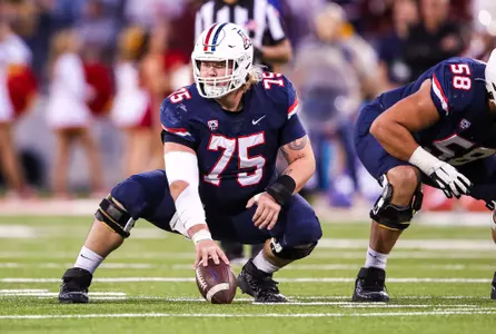 offensive lineman Josh Baker (75) - TUCSON, ARIZ. -- Football vs. USC at Arizona Stadium.Oct. 29, 2022. Photo by Mike Christy / Arizona Athletics