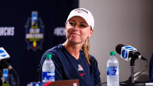 Caitlin Lowe, head coach â?? OKLAHOMA CITY, OKLA. -- Softball vs. Oregon State in the 2022 NCAA Womenâ??s College World Series at OGE Energy Field at the USA Softball Hall of Fame Stadium.June 3, 2022. Photo by Mike Christy / Arizona Athletics