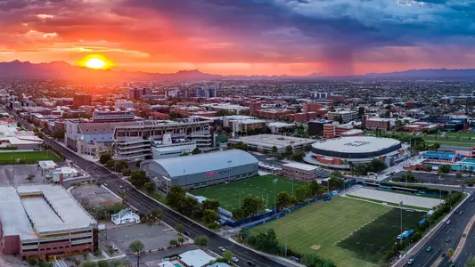 Sunset Over Arizona Athletics Facilities and Campus