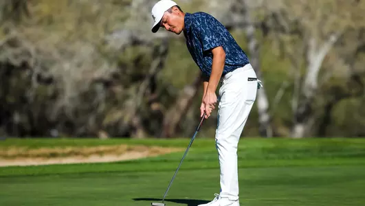 Johnny Walker watches a putt during a practice round at Tucson Country Club,