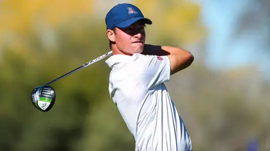Sam Sommerhauser admires a drive during a practice round at Tucson Country Club.