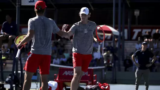 Herman Hoeyeraal, Gustaf Strom — TUCSON, ARIZ. — MTEN vs UNLV Feb. 19, 2022. Photo by Catherine Regan / Arizona Athletics