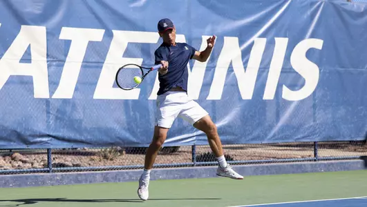 /fm — TUCSON, ARIZ. -- Men’s Tennis vs. NMSU at Robson Feb. 6, 2022. Photo by Madison Farwell / Arizona Athletics