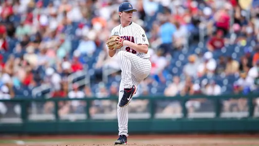Chandler Murphy — OMAHA, NEB. — Arizona Wildcats Baseball vs. Stanford in Game 2 of the 2021 College World Series at TD Ameritrade Park Omaha.June 21, 2021. Photo by Simon Asher / Arizona Athletics