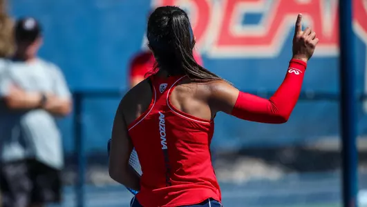 Salma Ziouti — TUCSON, ARIZ. -- Women’s tennis vs. Drake at Lanelle Robson.March 15, 2022. Photo by Mike Christy / Arizona Athletics