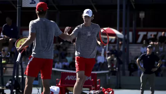 Herman Hoeyeraal, Gustaf Strom — TUCSON, ARIZ. — MTEN vs UNLV Feb. 19, 2022. Photo by Catherine Regan / Arizona Athletics