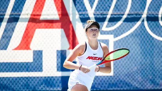 Kirsten Prelle — TUCSON, ARIZ. -- Women’s tennis vs. Stanford at Lanelle Robson Tennis Center.April 1, 2022. Photo by Mike Christy / Arizona Athletics