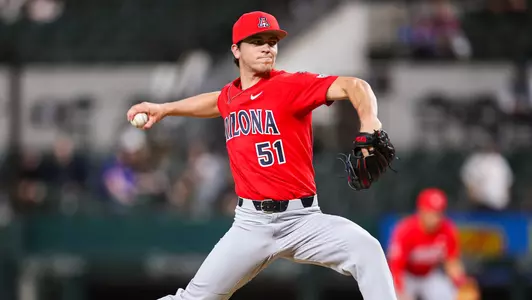 Trevor Long — ARLINGTON, TEXAS -- Baseball vs. Texas Tech in the State Farm College Showdown at Globe Life Field.Feb. 20, 2022. Photo by Mike Christy / Arizona Athletics