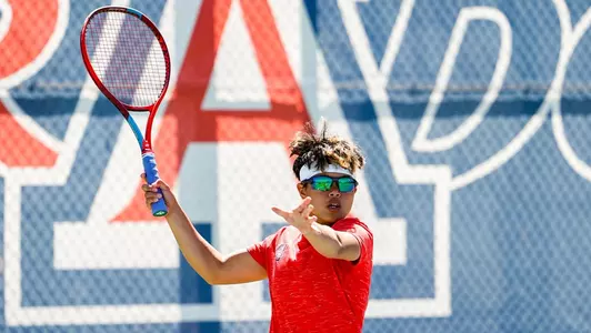 Khim Iglupas — TUCSON, ARIZ. -- Women’s Tennis vs. California.April 2, 2022. Photo by Ary Frank / Arizona Athletics
