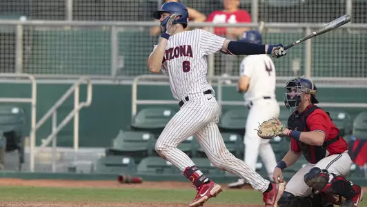 CORAL GABLES, FLORIDA - June 6: The Arizona Wildcats take on the Ole Miss Rebels in the Coral Gables Regional at Mark Light Field at Alex Rodriguez Park in Coral Gables, Florida. (Photo by Eric Espada/Arizona Athletics)