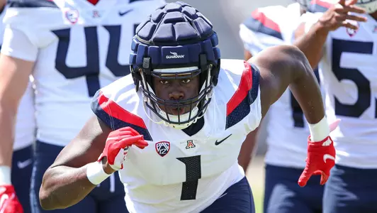 linebacker Jalen Harris (1) — TUCSON, ARIZ. -- Football Fall Camp, Day 2.Aug. 4, 2022. Photo by Mike Christy / Arizona Athletics