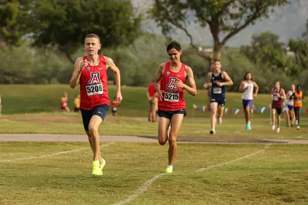 Brenan Foody, Ian Sanchez Lopez -TUCSON, ARIZ. -- XC at Dave Murray Invitational at Tucson Country Club.
Sept. 30, 2022.
Photo by Marison Bilagody / Arizona Athletics