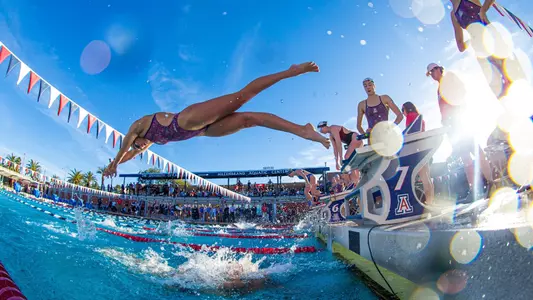 Axana Merckx, Paige Armstrong - TUCSON, ARIZ. -- Women’s swimming and diving vs. Washington State and NAU at Hillenbrand Aquatic Center.
Jan. 13, 2023.
Photo by Mike Christy / Arizona Athletics