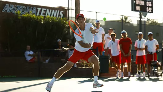 Colton Smith — TUCSON, ARIZ. -- Men’s Tennis vs. NAU. Feb. 12, 2022. Photo by Ary Frank / Arizona Athletics
