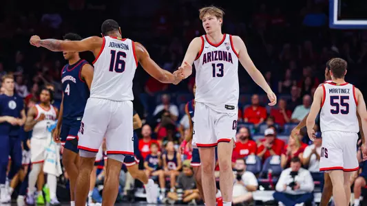 Keshad Johnson (16), Henri Veesaar (13) -TUCSON, ARIZ. -- Men’s Basketball vs Lewis-Clark State at McKale Center.
Oct. 20, 2023.
Photo by Marison Bilagody / Arizona Athletics