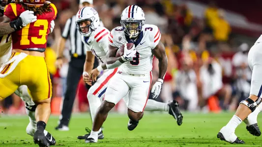 running back Jonah Coleman (3) - LOS ANGELES, CALIF. -- Football vs USC at Los Angles Memorial Coliseum.
Oct. 7, 2023.
Photo by Rebecca Sasnett / Arizona Athletics