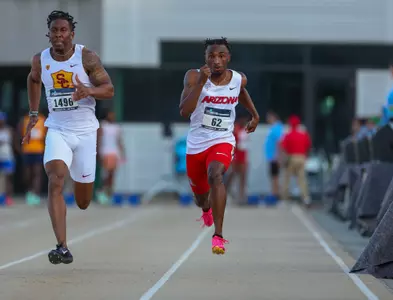 Trayvion White-Austin -SACRAMENTO, CALIF. -- Track and Field NCAA 1st Round Day 1at Hornet Stadium.
May 24, 2023.
Photo by Marison Bilagody / Arizona Athletics
