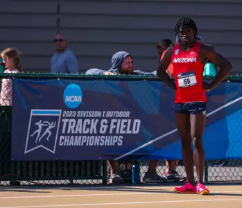 James Onanubosi -SACRAMENTO, CALIF. -- Track and Field NCAA 1st Round Day 3 at Hornet Stadium.
May 26, 2023.
Photo by Marison Bilagody / Arizona Athletics
