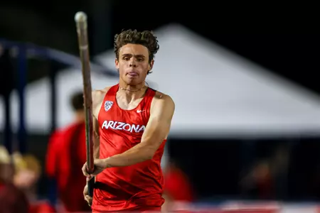 Jacob Kauffman - TUCSON, ARIZ. -- Track and Field competes in the Jim Click Shootout at Roy P. Drachman Stadium.
April 8, 2023.
Photo by Madison Farwell / Arizona Athletics