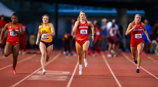 Presley Money, Morgan Rhett, Alexa Porpaczy - TUCSON, ARIZ. -- Track and Field competes in the Jim Click Shootout at Roy P. Drachman Stadium.
April 8, 2023.
Photo by Mike Christy / Arizona Athletics