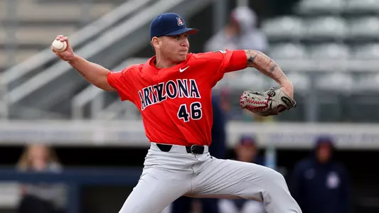 Chris Barraza - TUCSON, ARIZ. —Baseball Meet The Team at Hi-Corbett Feb. 11, 2023.
Photo by Catherine Regan / Arizona Athletics