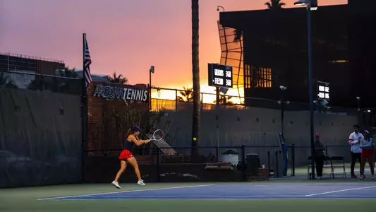 TUCSON, ARIZ. — Women’s Tennis vs. Fresno State at Robson Tennis Center Feb. 3, 2023.
Photo by Madison Farwell / Arizona Athletics