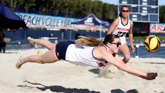 - TUCSON, ARIZ. -- Beach Volleyball vs Oregon, Cactus Classic at Bear Down Beach Feb. 24, 2023.
Photo by Catherine Regan / Arizona Athletics