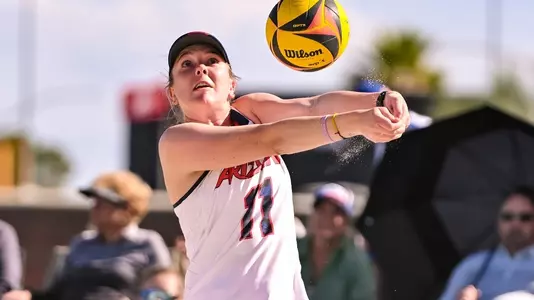 Kylee Fitzsimmons (11) — Tucson, Ariz. -- Beach Volleyball vs. Texas A&M-Corpus Christi in the Arizona Invitational at BearDown Beach.
March 17, 2023.
Photo by Isaiah Willhoite / Arizona Athletics