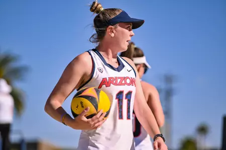 Kylee Fitzsimmons (11) — Tucson, Ariz. -- Beach Volleyball vs. Texas A&M-Corpus Christi in the Arizona Invitational at BearDown Beach.
March 17, 2023.
Photo by Isaiah Willhoite / Arizona Athletics