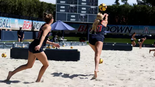 Alex Parkhurst (10), Sarah Blacker (21) - TUCSON, ARIZ. -- Beach Volleyball vs Arizona Christian University, Day 2 of the Arizona Invitational at Bear Down Beach
March 18, 2023.
Photo by Catherine Regan / Arizona Athletics